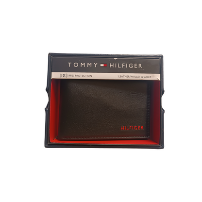 Billetera Tommy Hilfiger Original de cuero color negro con RFID