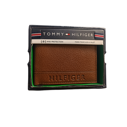 Billetera Tommy Hilfiger Original de cuero marrón con RFID